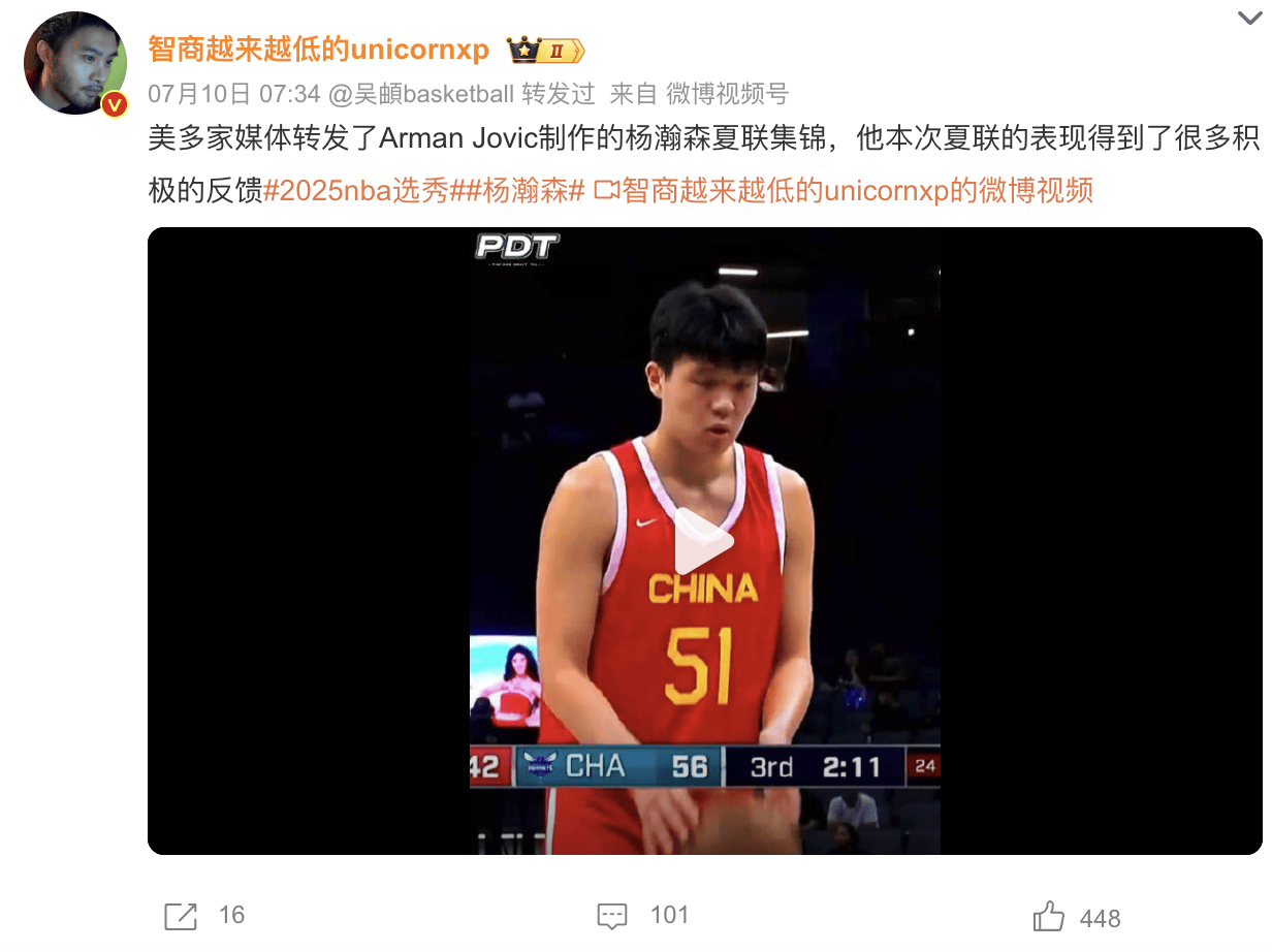 NBA:NBA冠军钦点NBA，外媒盛赞，杨瀚森加盟NBA重大突破，外国球迷被折服